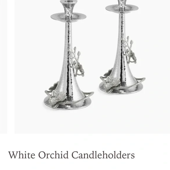 Michael Aram white orchid Silver Candle Holders - Picture 2 of 8